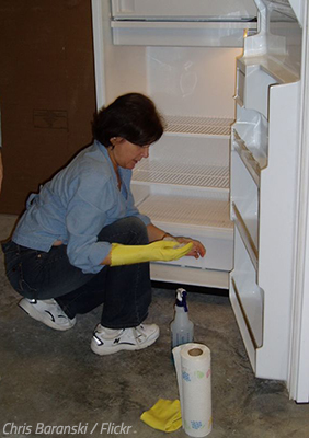 Cleaning a refrigerator