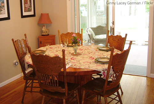 The dining room is the most cheerful and inviting room in the home.