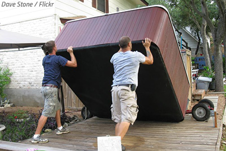 How to move a hot tub on its side