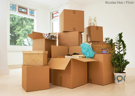 Cardboard boxes are the most popular packing material for moving.