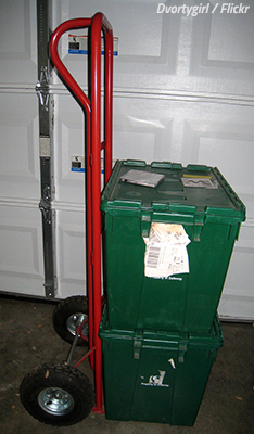 Use a furniture dolly with rubber wheel