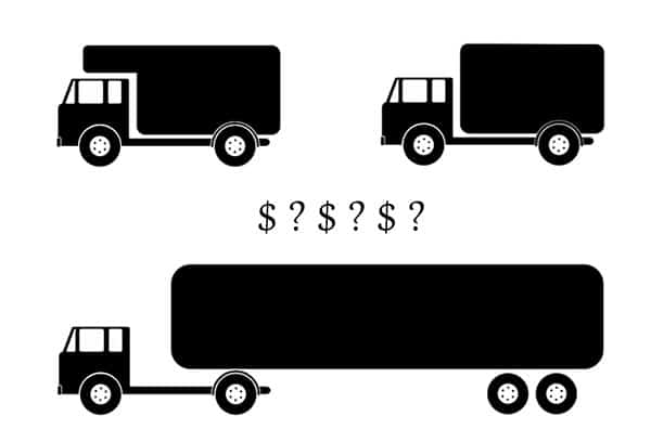 Moving truck rates are based on the size of the vehicle.