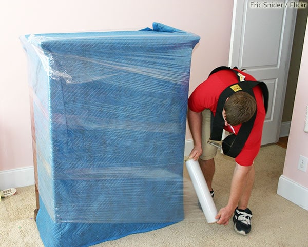 Packing saran wrap is your best friend when preparing furniture for moving.