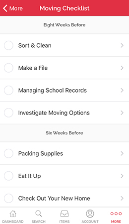 Moving checklist by Sortly