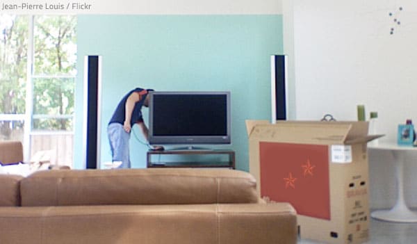 Large flat panels are both fragile and heavy.
