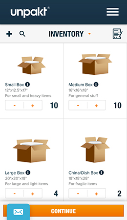 Inventory list by Unpakt