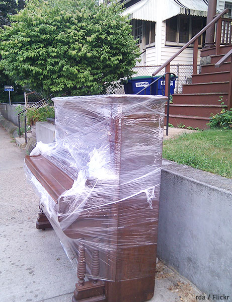 Wrap your items in protective materials before wrapping them in shrink wrap.